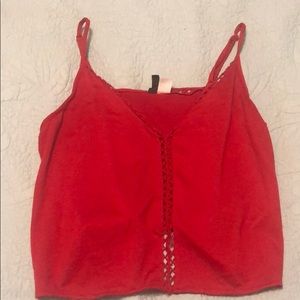 Red crop tank